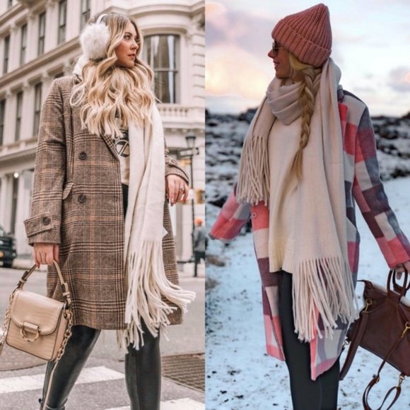 Anthropologie Accessories - Anthropologie | Mimi Fringed Wrap Scarf Ivory White NWT